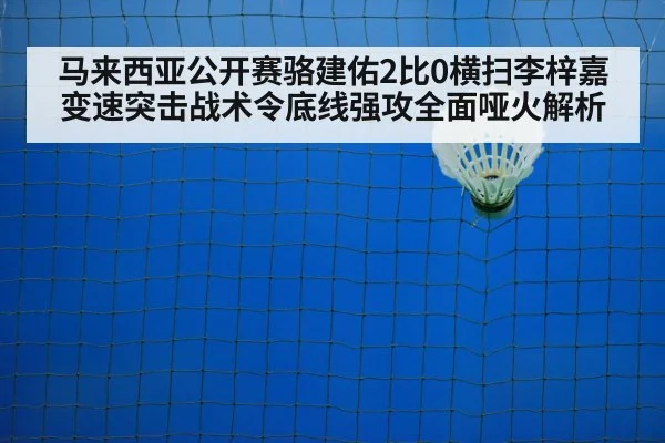 马来西亚公开赛骆建佑2比0横扫李梓嘉 变速突击战术令底线强攻全面哑火解析